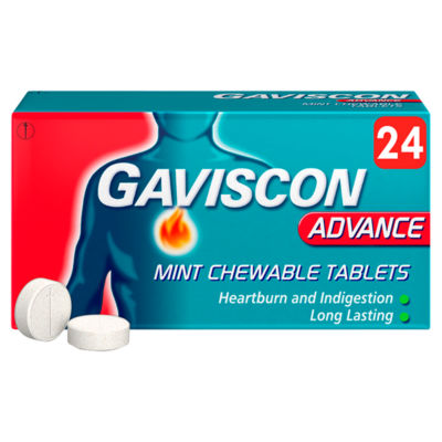 Gaviscon Advance Double Strength Mint Flavour Heartburn & Indigestion Tablets 24 tablets, UK version