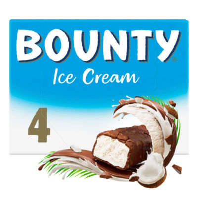 Bounty coconut chocolate ice cream bars 4 pack - British product