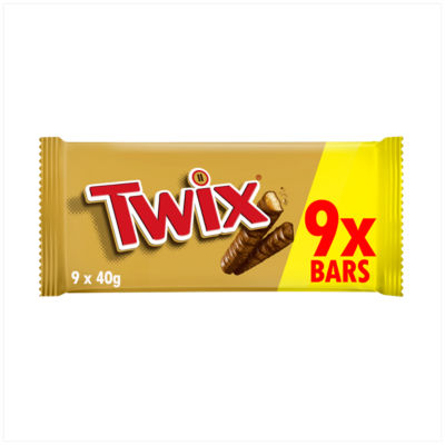 Twix Caramel Multipack Chocolate Biscuit Bars 40g x 9