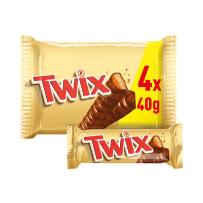 Twix caramel multipack chocolate bars 4 x 40g (British brand)