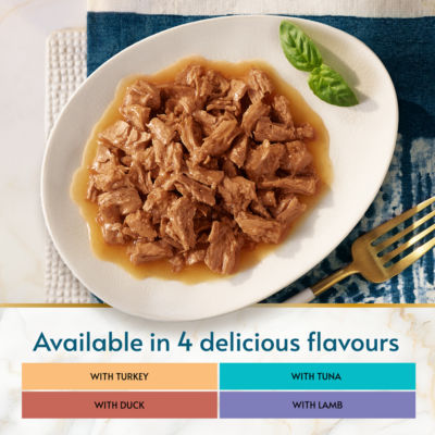 Gourmet Perle cat food turkey tuna duck lamb 12x85g, UK version