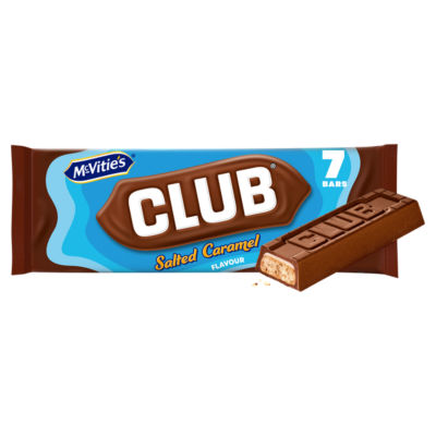 McVitie's Club salted caramel biscuit bars 154g, imported from the UK