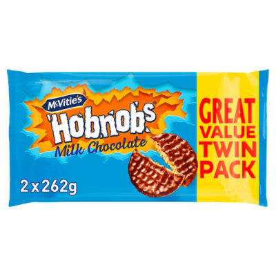 McVitie's Milk Chocolate Hobnobs biscuits 524g, imported from the UK