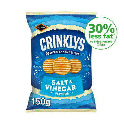 Jacob's Crinklys Salt & Vinegar 150g, UK version