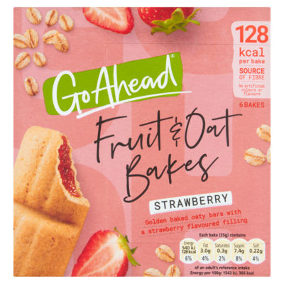 Go Ahead Strawberry Fruit and Oat Bakes Snack Bars Multipack 6 x 35g, 210g