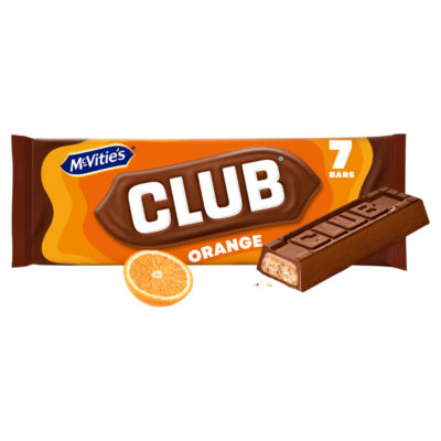 McVitie's Club Orange biscuit bars 154g multipack, imported from the UK