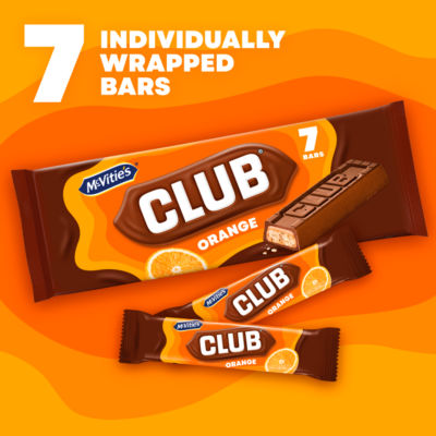 McVitie's Club Orange biscuit bars 154g multipack, imported from the UK
