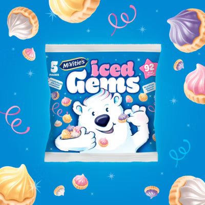 McVitie's Iced Gems Biscuits Mixed Flavour 5 Pack, imported from the UK