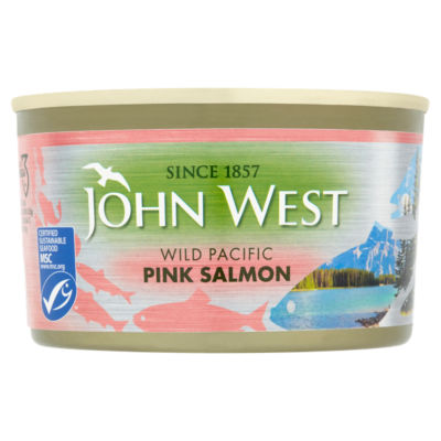 John West wild Pacific pink salmon canned 213g, UK version