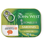 John West boneless sardines in olive oil 95g, UK version