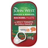 John West mackerel fillets spicy tomato chilli sauce 115g, UK version