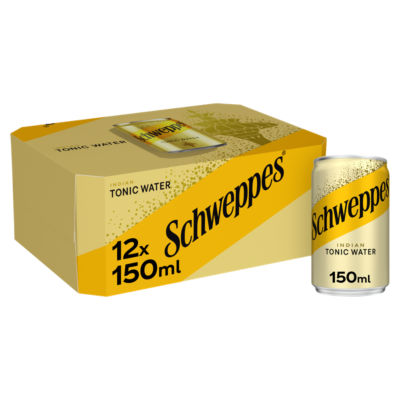 Schweppes Indian tonic water 12 x 150ml cans (British brand)