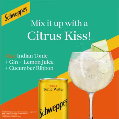 Schweppes Indian tonic water 12 x 150ml cans (British brand)