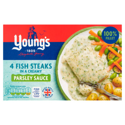 Young's 4 Fish Steaks Creamy Parsley Sauce 560g (British brand)