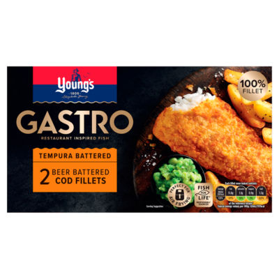 Young's beer battered cod fillets 270g (British brand)
