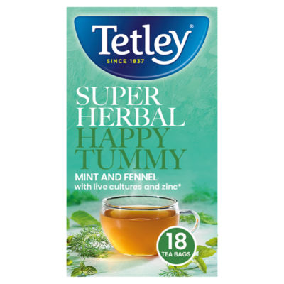 Tetley Happy Tummy Minze und Fenchel Kräuterteebeutel 18 Beutel 32,4g