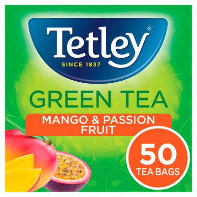 Tetley Green Tea Mango Passionfruit Tea Bags x50 (British brand)