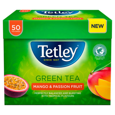 Tetley Green Tea Mango Passionfruit Tea Bags x50 (British brand)