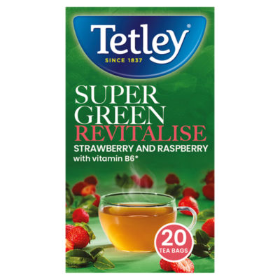 Tetley green tea with strawberry and raspberry 40g (British brand)