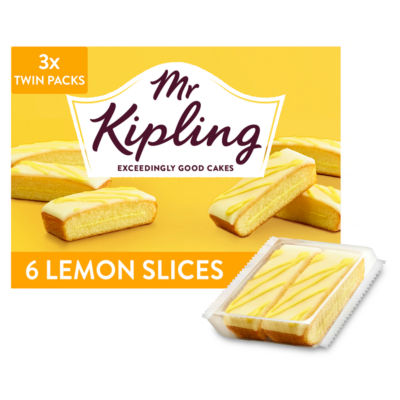 Mr Kipling lemon cake slices 6 pack, imported from the UK
