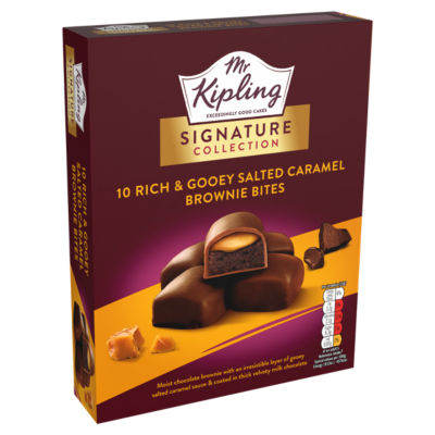 Mr Kipling salted caramel brownie bites 10 pack, imported from the UK