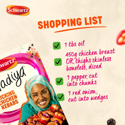 Schwartz Nadiya Kicking Chicken Kebabs seasoning mix 25g (British brand)