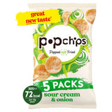 Popchips Sour Cream & Onion popped potato snacks 5 pack, imported from the UK