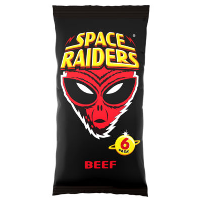 Space Raiders beef crisps 6-pack (British brand)
