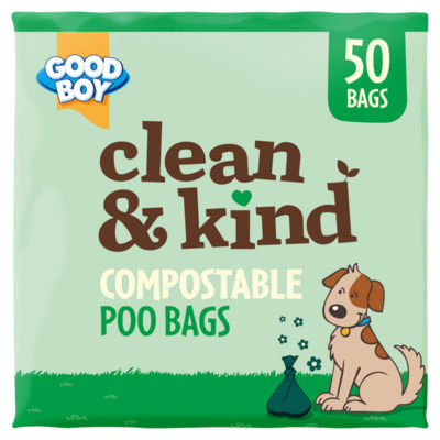 Good Boy Clean & Kind compostable poo bags 50 pack, UK version