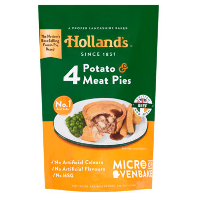 Holland's 4 Potato & Meat Pies British Savoury Frozen Pastry