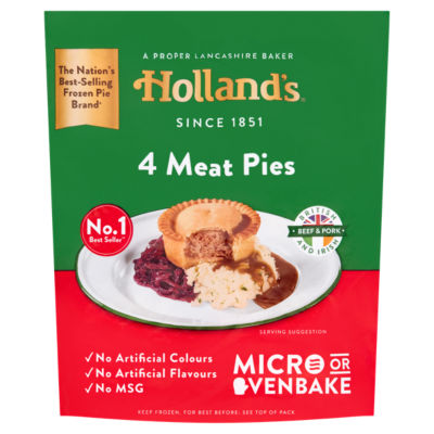 Holland's 4 meat pies frozen shortcrust pastry, UK version