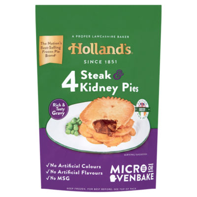 Holland's Steak & Kidney Pies Rich Gravy Shortcrust 4 Pack