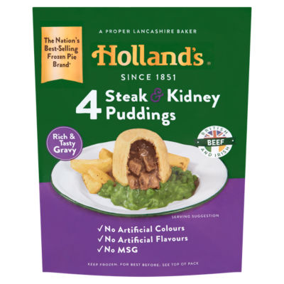 Holland's Steak & Kidney Puddings 4 Pack