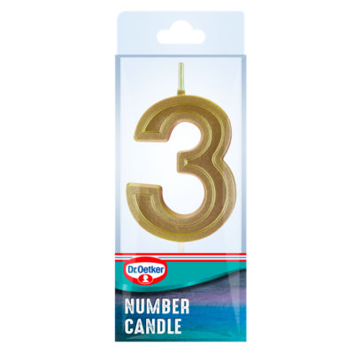 Dr. Oetker number three birthday candle - British product
