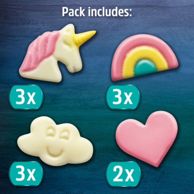 Dr. Oetker chocolate flavour unicorns and rainbows cake decorations 18g - British product