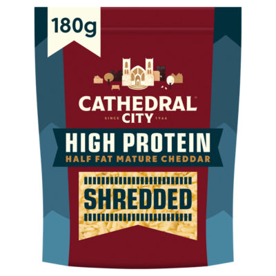 Cathedral City high protein half fat grated cheddar cheese 180g - British product