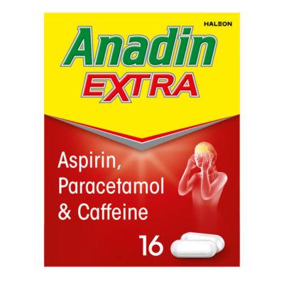 Anadin Extra Aspirin Paracetamol Caffeine Caplets 16s - British product