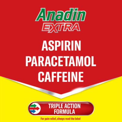 Anadin Extra Aspirin Paracetamol Caffeine Caplets 16s - British product