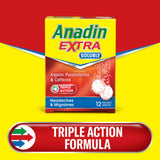 Anadin Extra Soluble Aspirin Paracetamol Caffeine Tablets 12s - British product