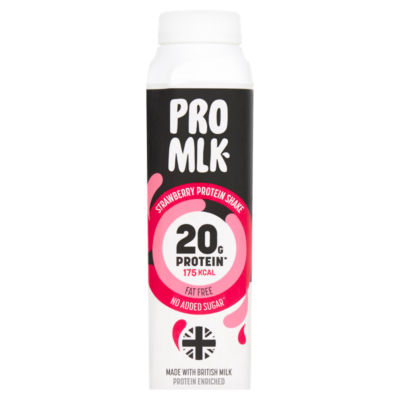 Pro Mlk strawberry protein shake 330ml, imported from the UK