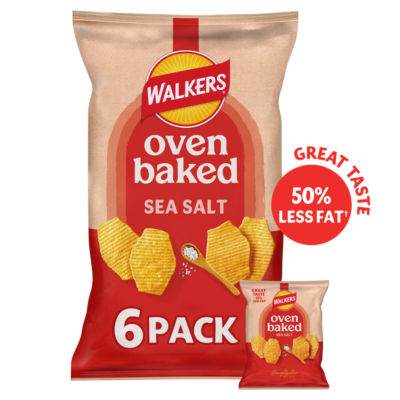 Walkers Baked Sea Salt Crisps 6 x 22g (British brand)