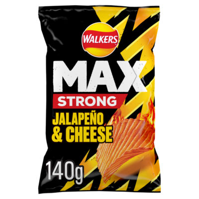 Walkers Max Strong Jalapeño & Cheese sharing crisps 140g (British brand)