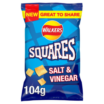 Walkers Squares Salt and Vinegar Crisps 104g (British brand)