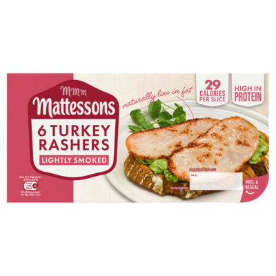Mattessons Turkey Bacon Rashers Lightly Smoked 150g