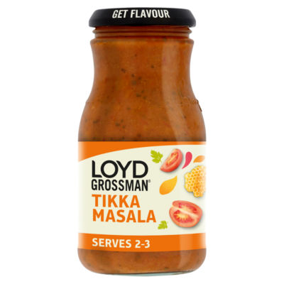 Loyd Grossman Tikka Masala Curry Sauce Medium Spice 350g Jar, UK version