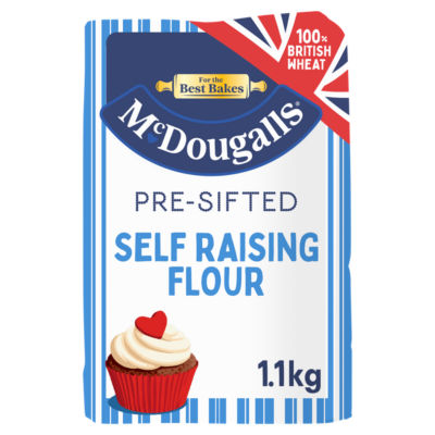 McDougalls self raising flour pre sifted 1.1kg, imported from the UK