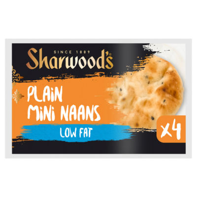Sharwood's Plain Mini Naanbrød Pakke med 4 Lav Fett