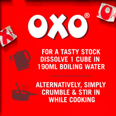 Oxo reduced salt beef stock cubes 142g, imported from the UK