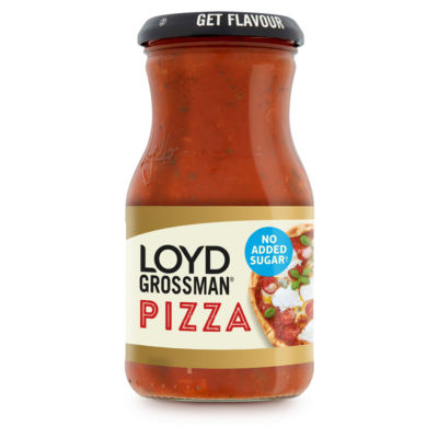 Loyd Grossman no added sugar tomato pizza sauce 350g jar, UK version