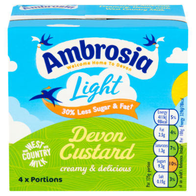 Ambrosia light low fat reduced sugar custard dessert 500g - British product